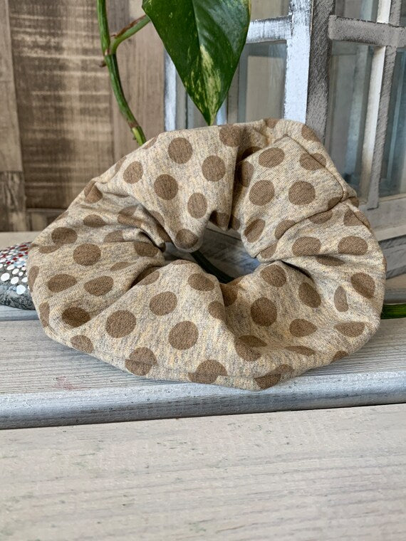 Jersey Scrunchie Haargummi braun mit Punkte