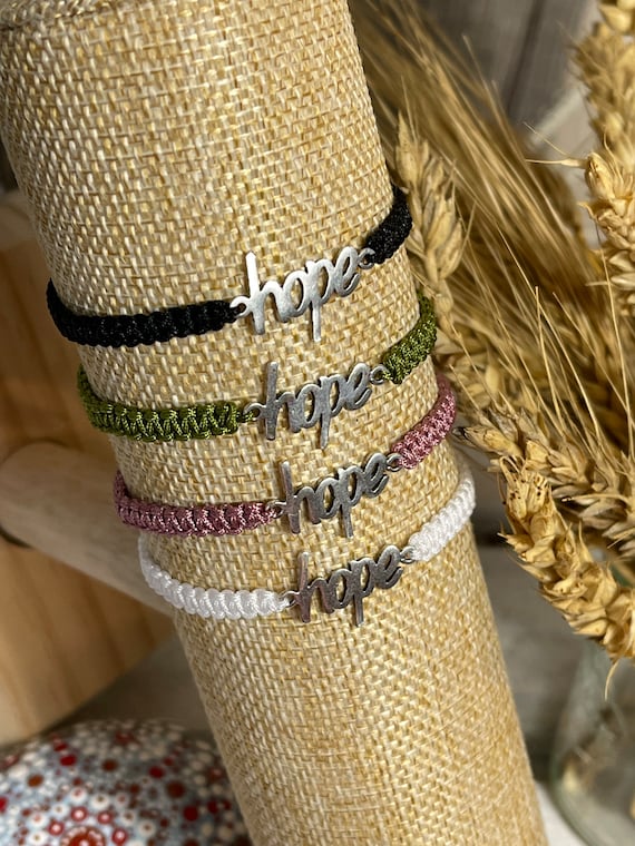 Freundschaftsarmband Makramee Armband hope silberfarbenen Edelstahl