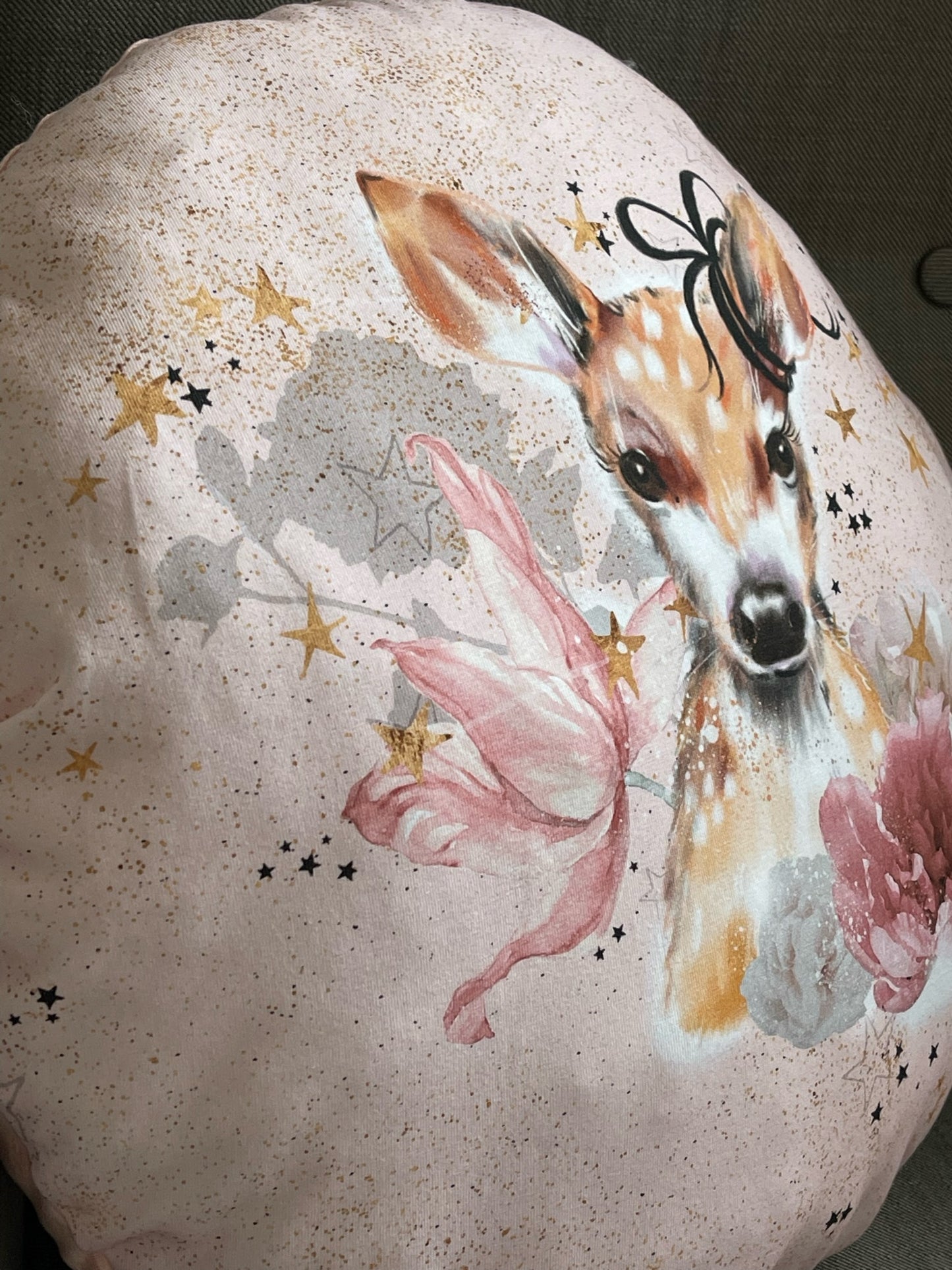 Handgemachtes weiches gemütliches Kissen Kuschelkissen Dekokissen Reisekissen kleines Rehkitz rosa
