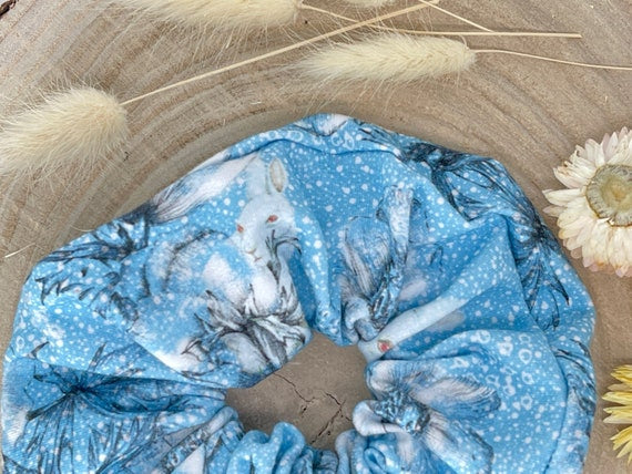 Jersey Scrunchie Haargummi Winterzauber blau