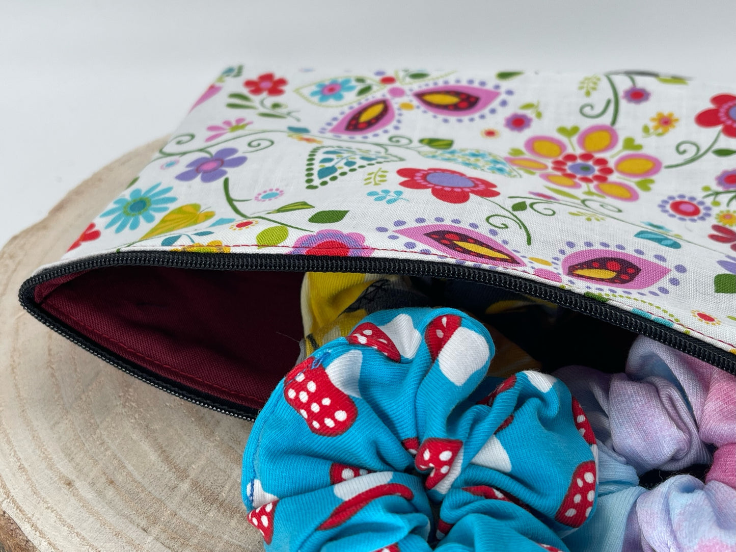 Stylische Federtasche Stifttasche Mäppchen Kosmetik kleine Tasche Vogel & Blumen