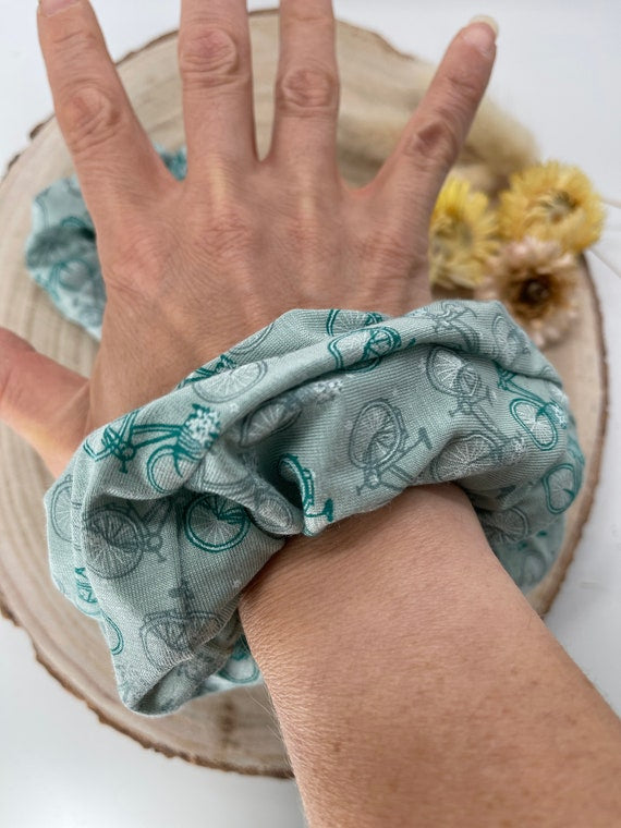 Scrunchie Haargummi elastisches Haarband Fahrrad blau für feines oder dickes Haar