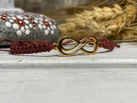 Freundschaftsarmband Makramee Schmuck Armband unendlich gross goldfarben