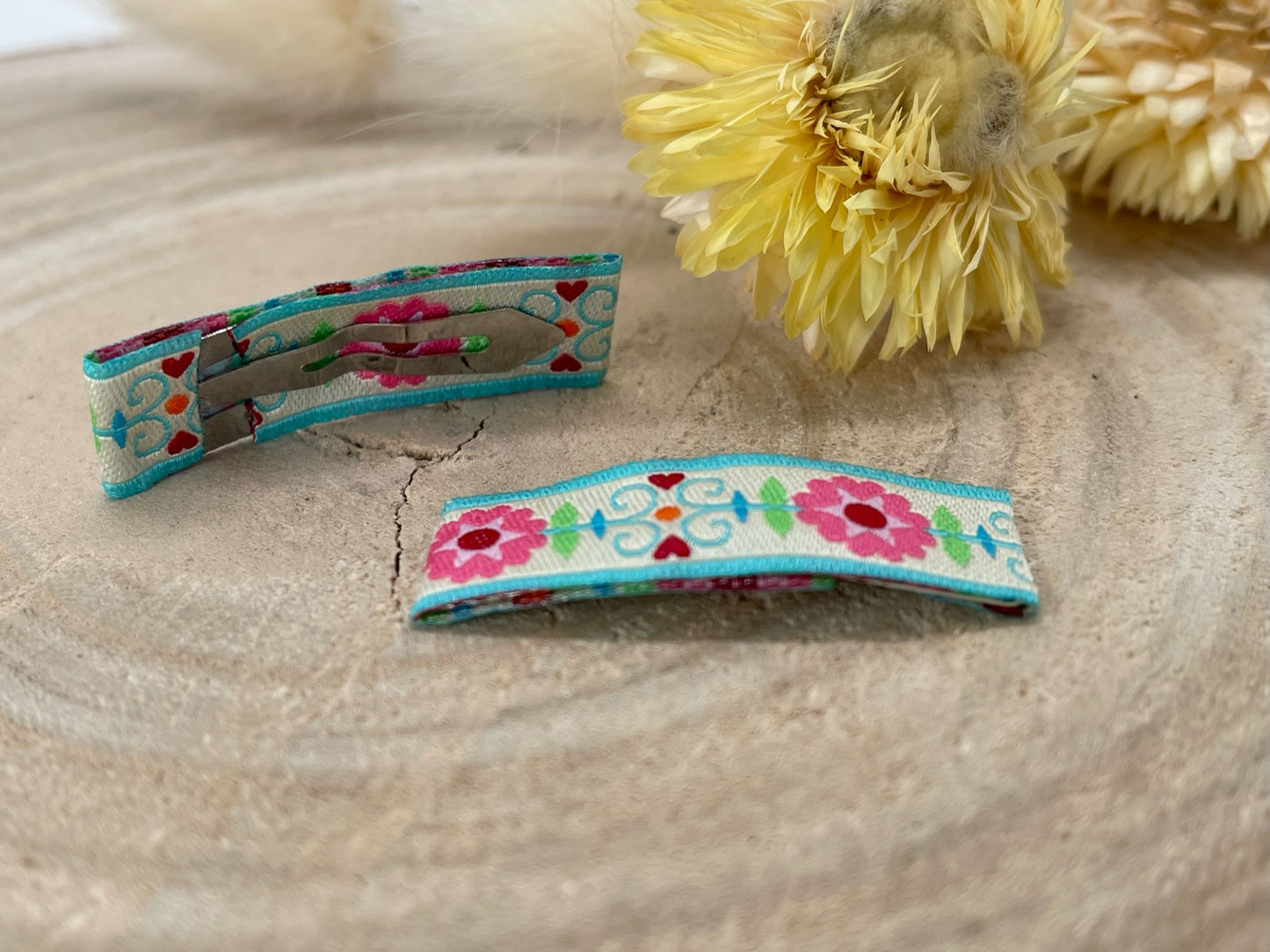 Baby Haarspangen Haarclips Blumen Mosaik (1 Paar) blau