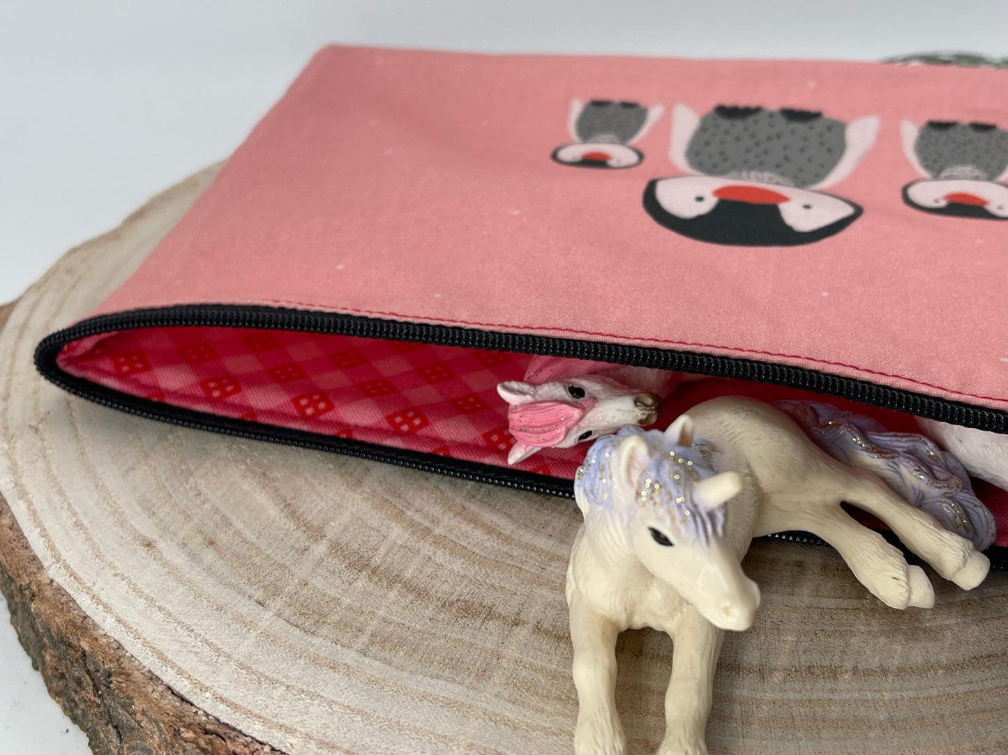 Federtasche Kosmetik MODI Pinguin Family rosa