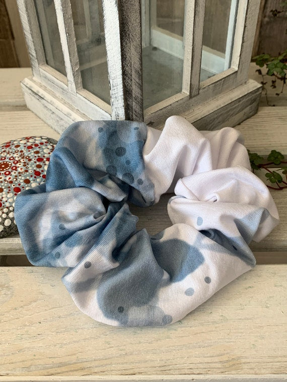 Scrunchie Haargummi Batik blau weiß