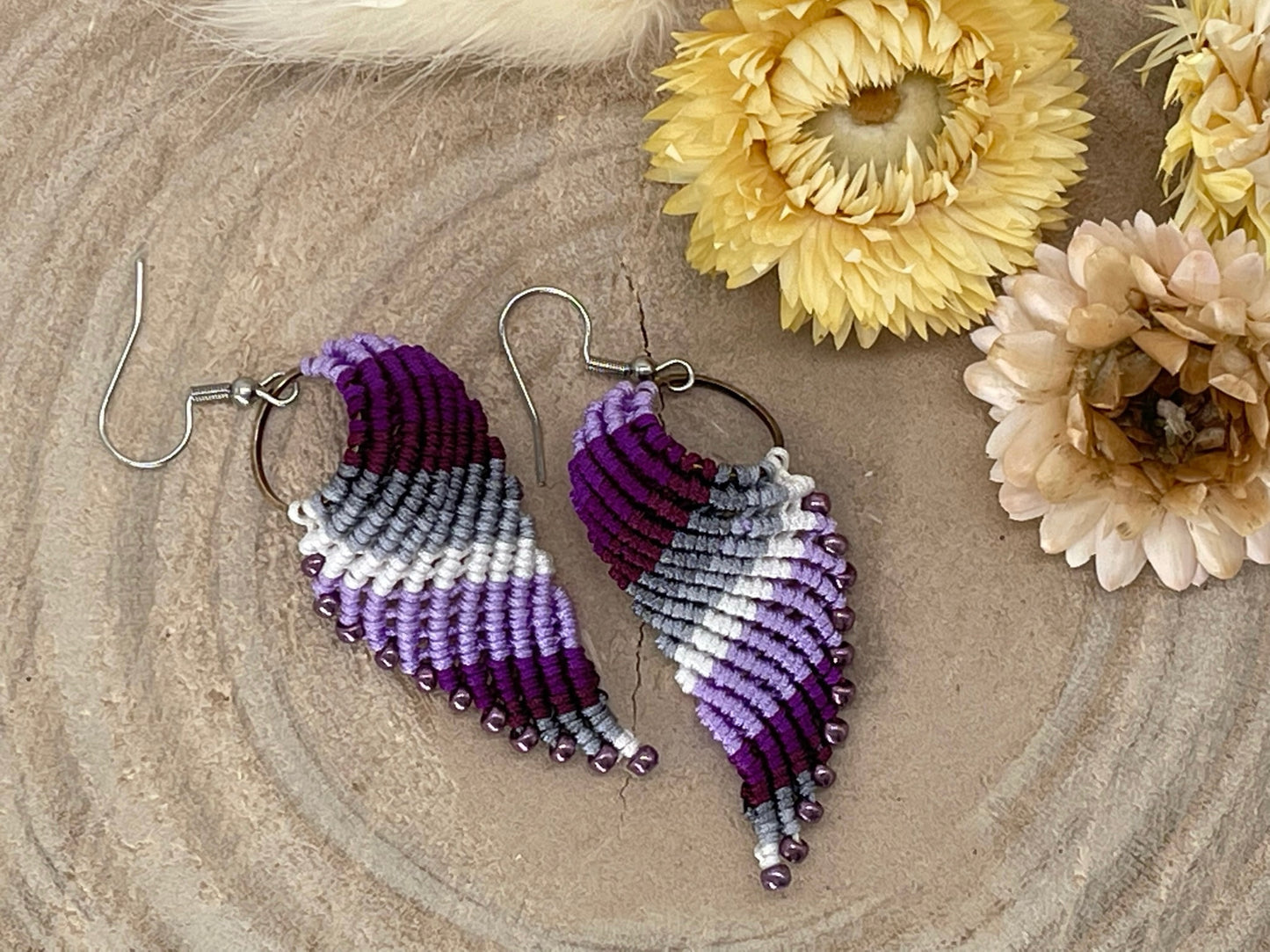 Makramee Ohrring Ohrhänger Wings purple (1 Paar)