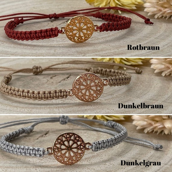 Freundschaftsarmband Makramee Schmuck Armband Mandala Roségoldfarbend