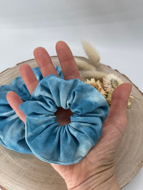 Jersey Scrunchie Haargummi Batik blau