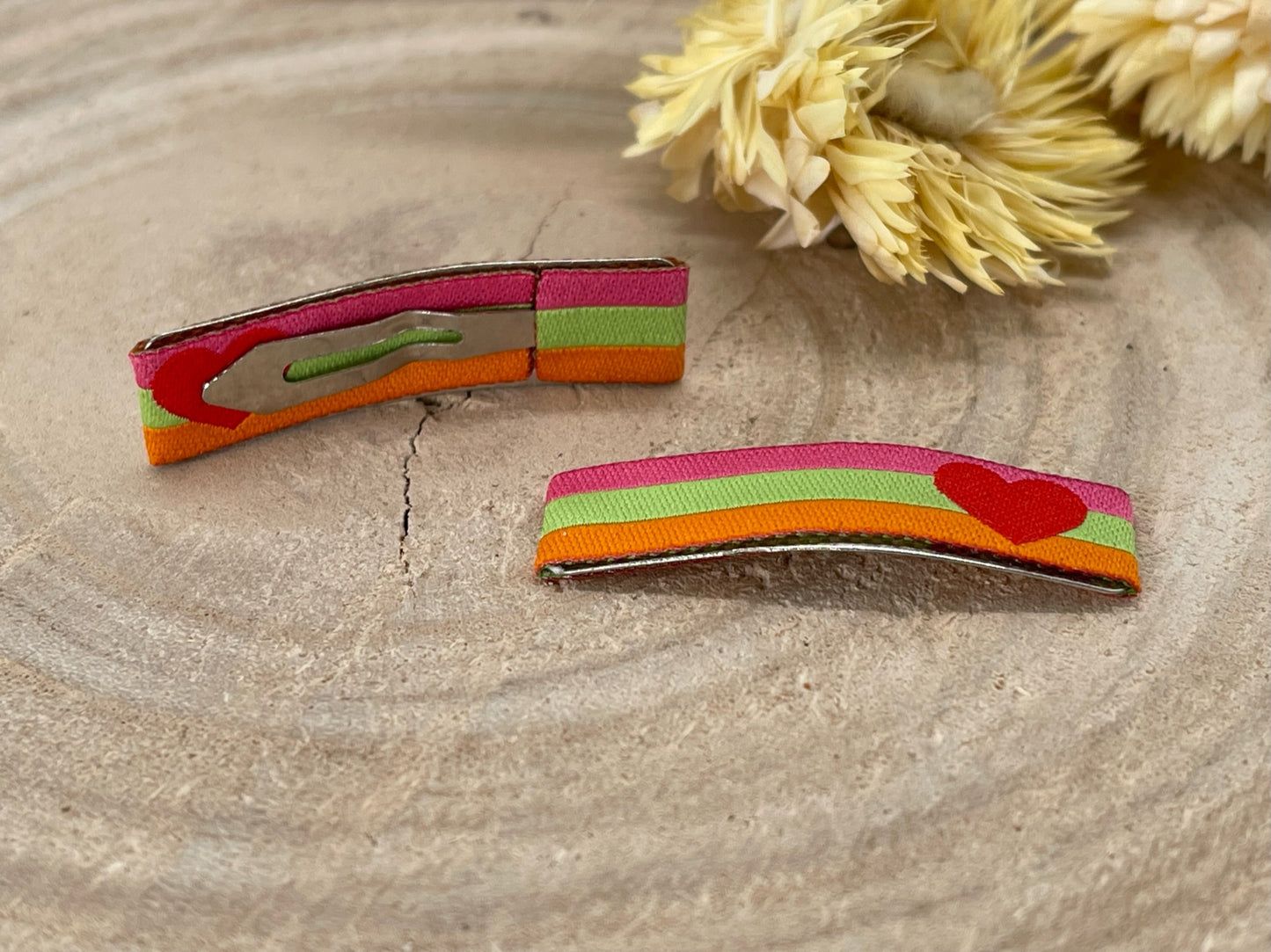 Baby Haarspangen Haarclips Herzbanner (1 Paar) rosa/rot