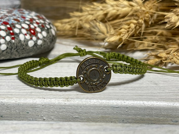 Makrameearmband Freundschaftsarmband Schmuck Armband Edelstahl Münze