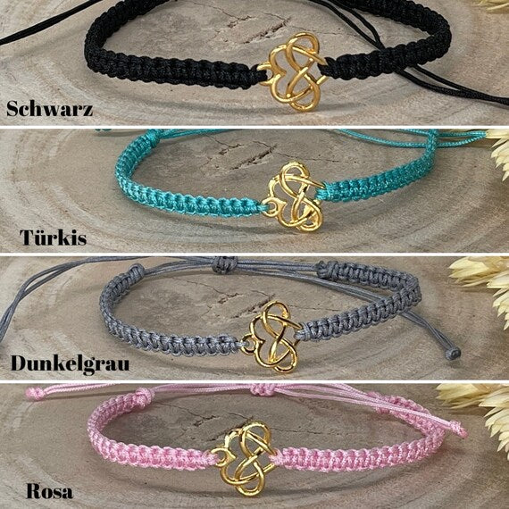 Freundschaftsarmband Makramee Schmuck Armband Unendliche-Liebe goldfarben