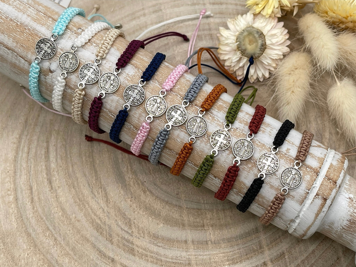 Freundschaftsarmband Makramee Schmuck Armband Münze silberfarben