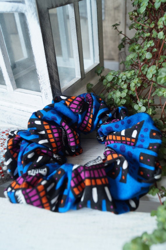 Scrunchie Haargummi Afrika Muster blau