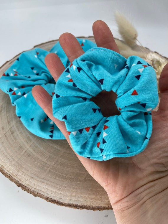 Jersey Scrunchie Haargummi Wimpelkette blau