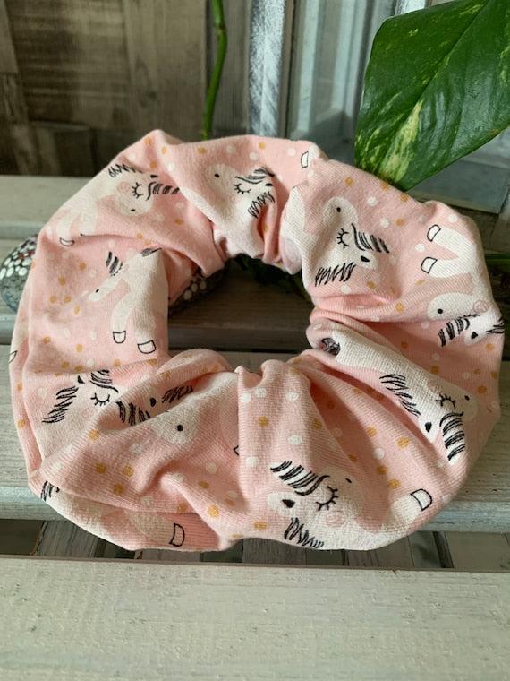 Scrunchie Haargummi Einhorn rosa