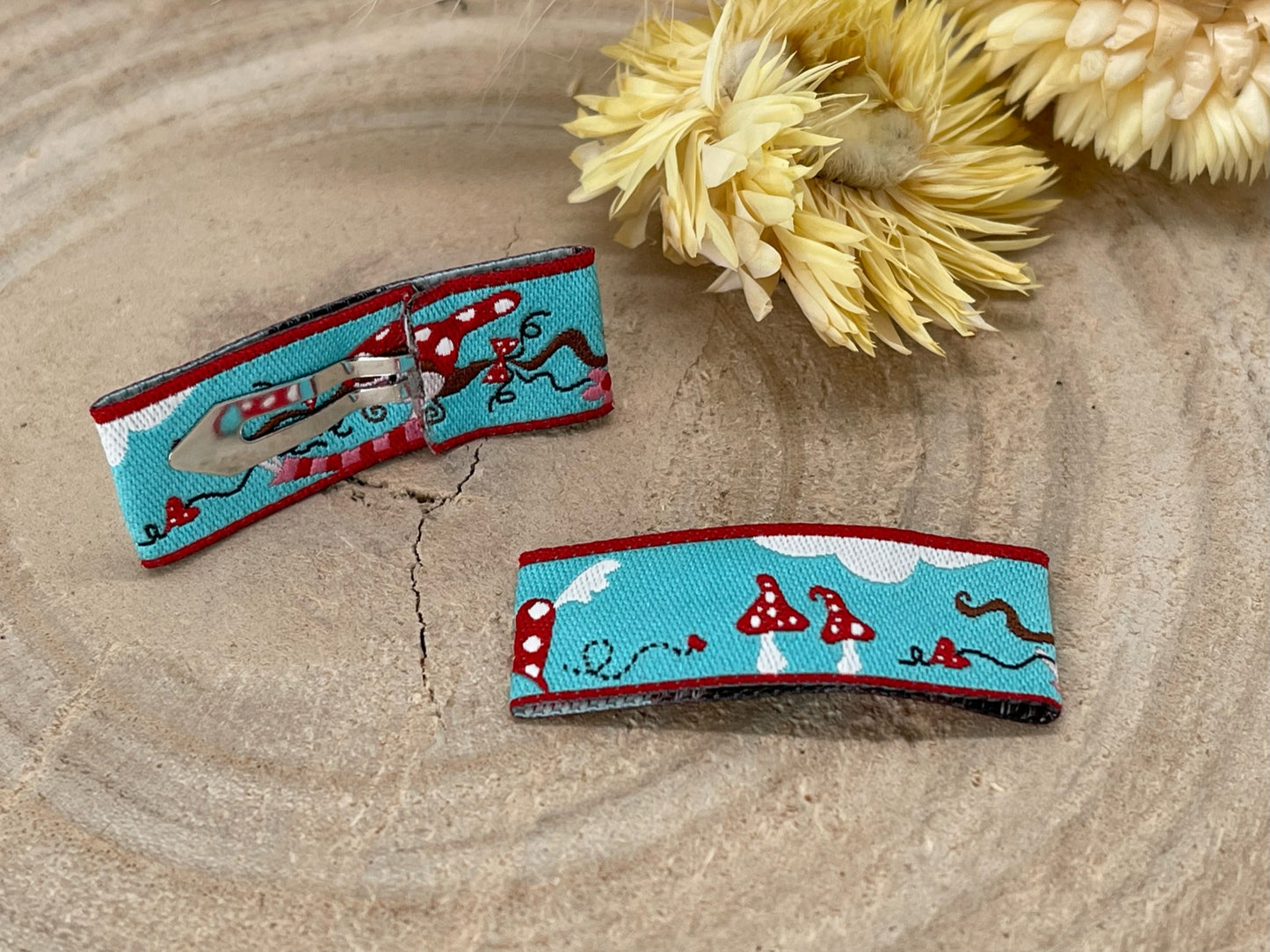 Haarspangen Haarclips Pilze & Herzen (1 Paar)
