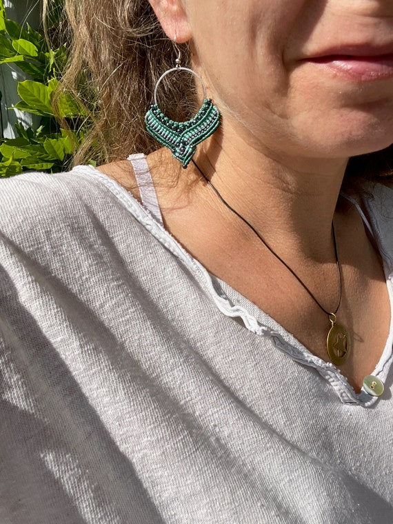 Makramee Ohrring Ohrhänger Orient Green (1 Paar)