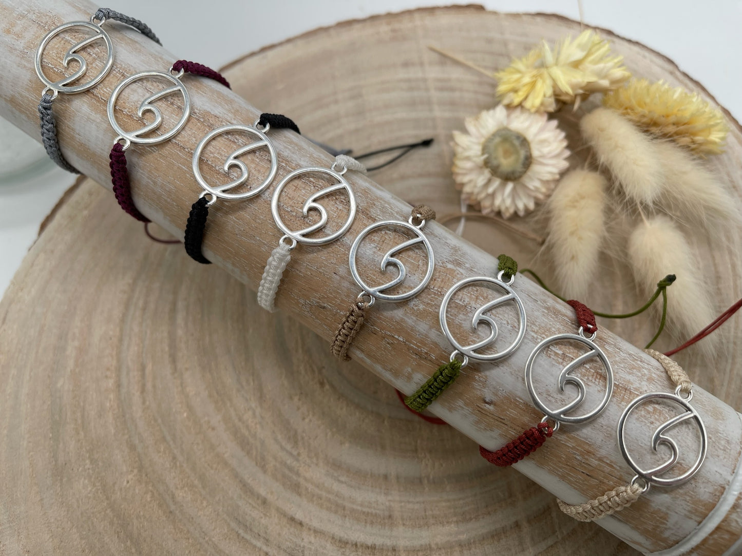 Makrameearmband Freundschaftsarmband Schmuck Armband mit silberfarbenes Edelstahl Welle II