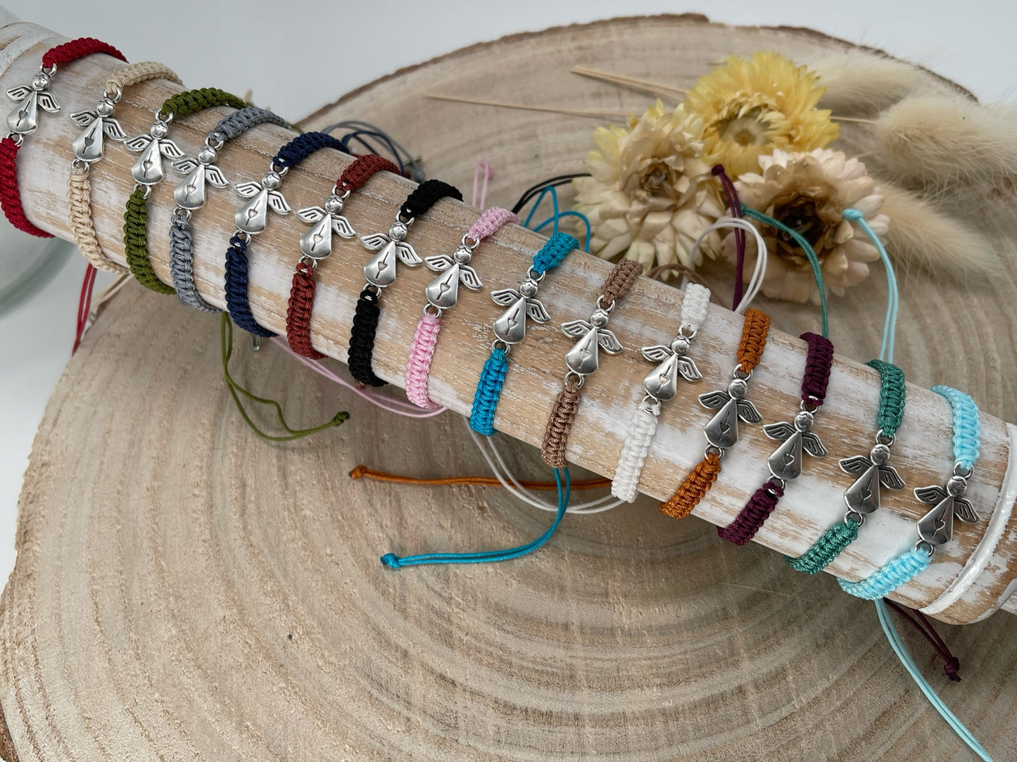 Freundschaftsarmband Makramee Armband Schutzengel Engel silberfarbenen Edelstahl