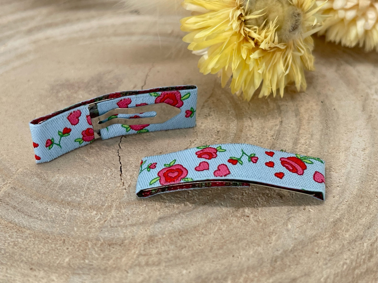 Baby Haarspangen Haarclips Rosengarten blau (1 Paar)