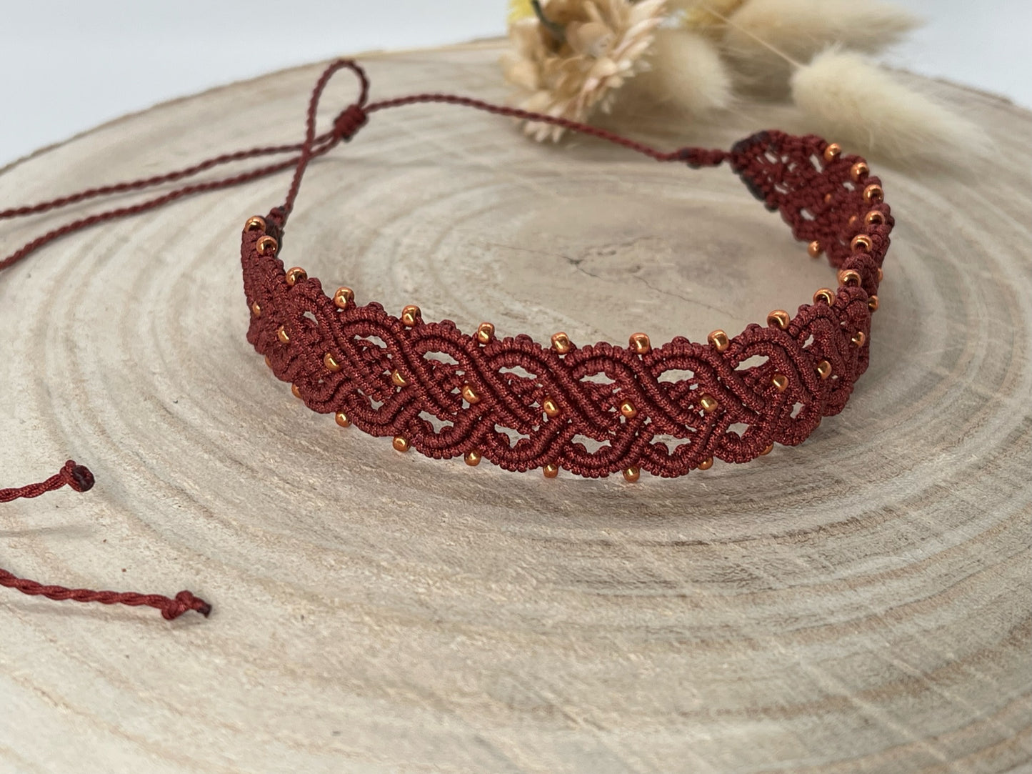 Makramee Schmuck Choker Halskette Orient rotbraun