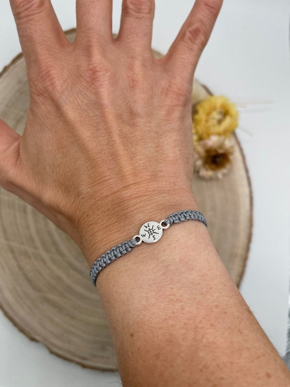 Freundschaftsarmband Makramee Armband Kompass silberfarbenen Edelstahl