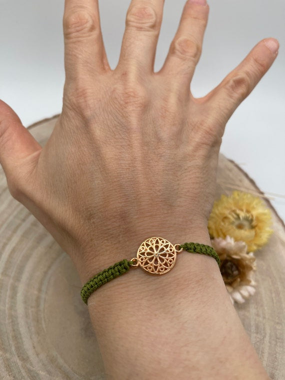 Freundschaftsarmband Makramee Schmuck Armband Mandala Roségoldfarbend