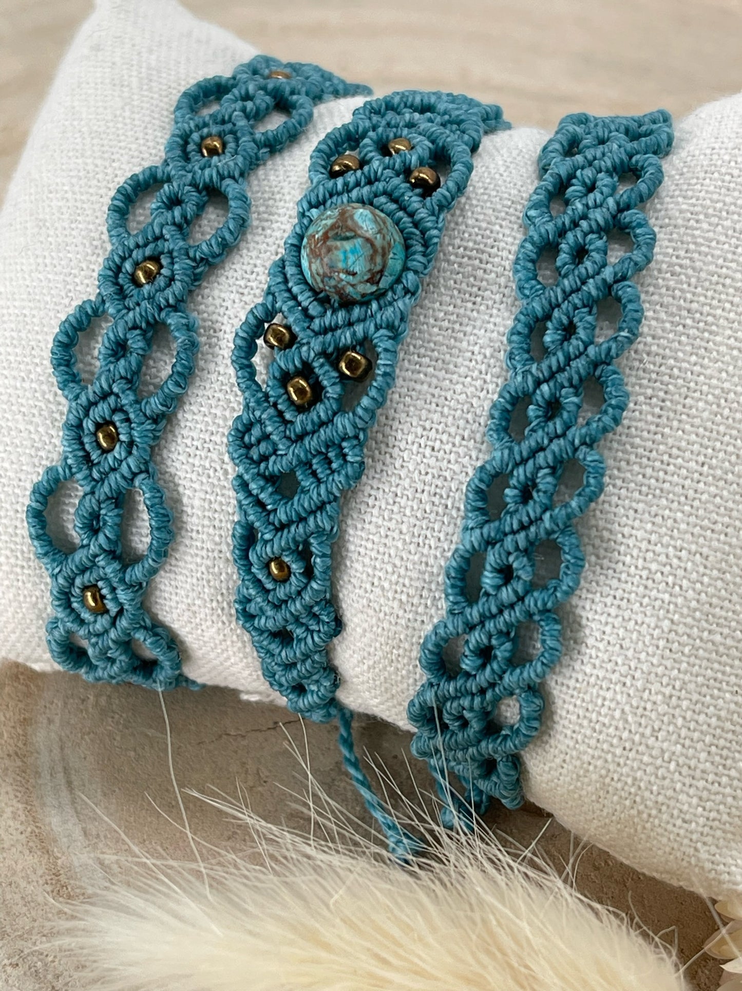 Jaspis-Halbedelstein Armband Freundschaftsarmband Makramee Schmuck
