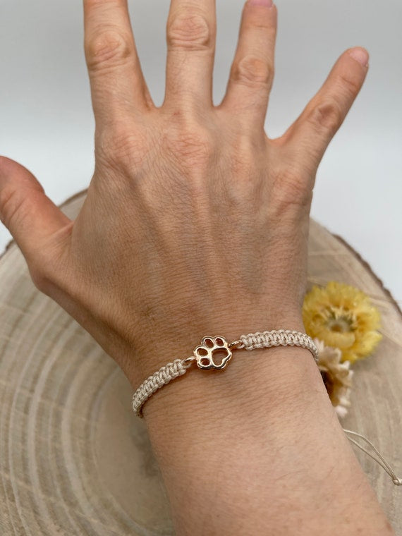 Freundschaftsarmband Makramee Schmuck Armband Tatze Roségoldfarbend