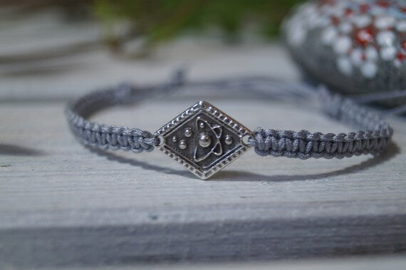 Freundschaftsarmband Makramee Armband Planeten silberfarbenen Edelstahl