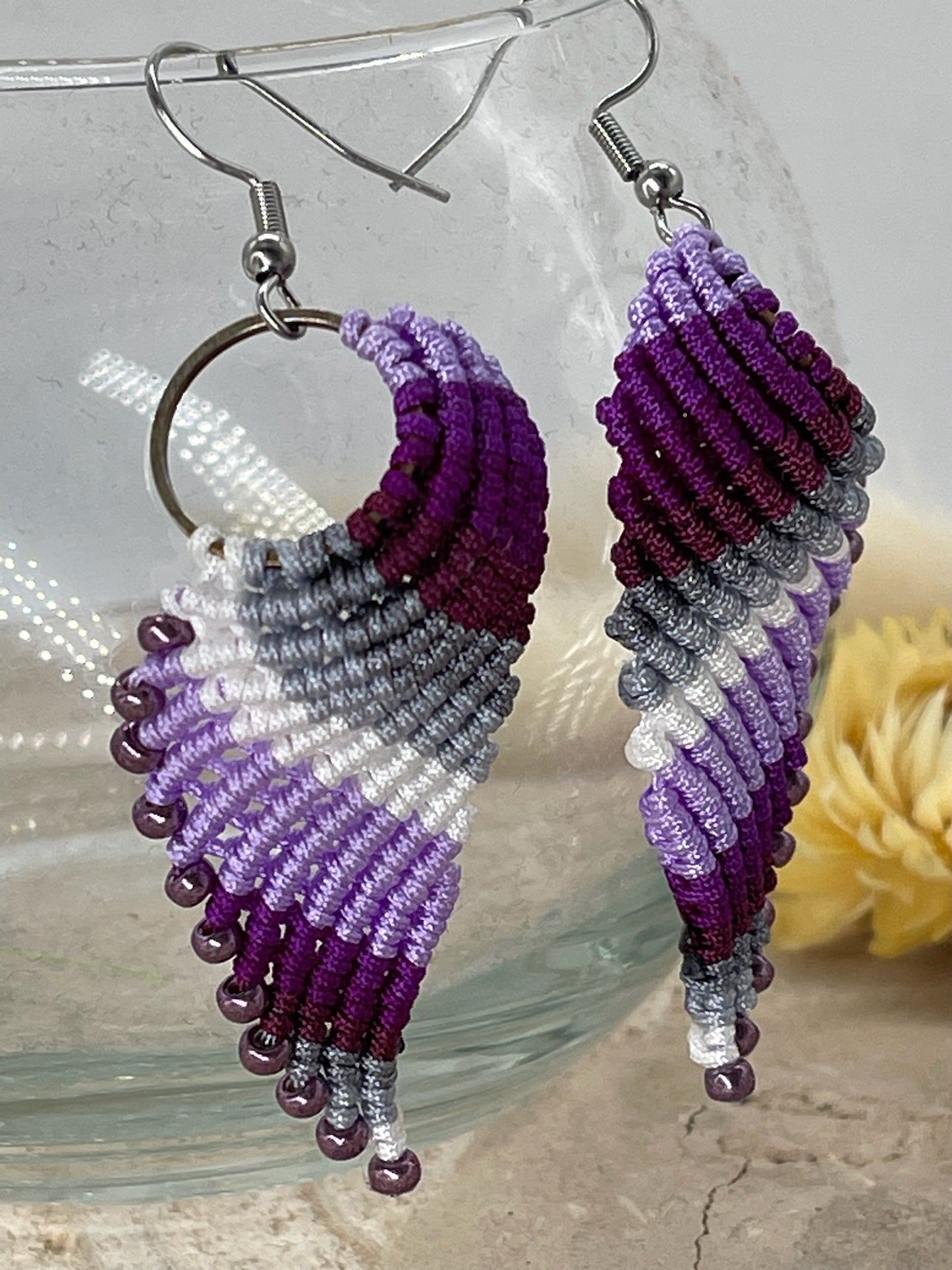 Makramee Ohrring Ohrhänger Wings purple (1 Paar)