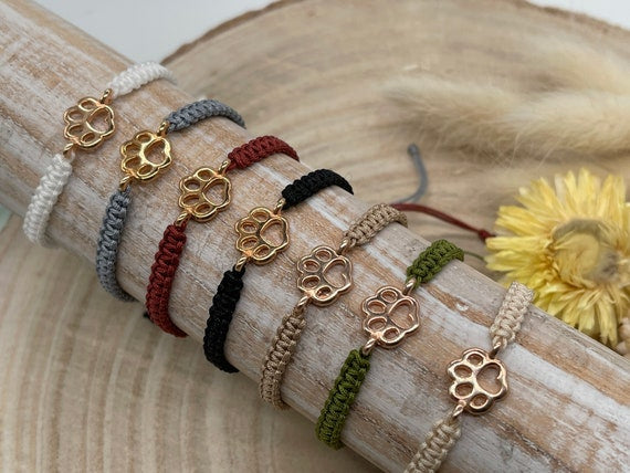 Freundschaftsarmband Makramee Schmuck Armband Tatze Roségoldfarbend