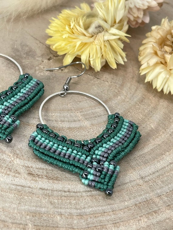 Makramee Ohrring Ohrhänger Orient Green (1 Paar)