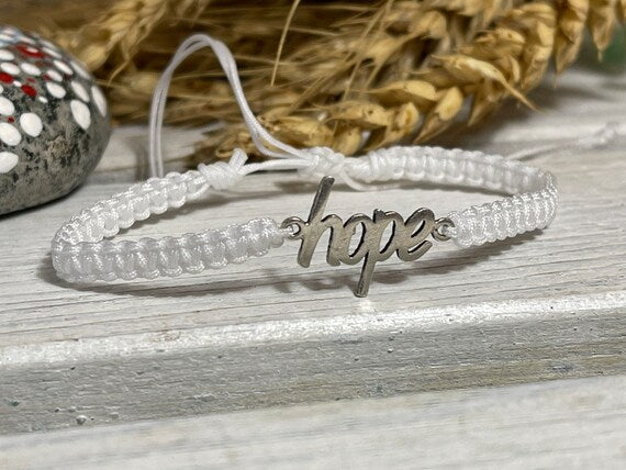 Freundschaftsarmband Makramee Armband hope silberfarbenen Edelstahl