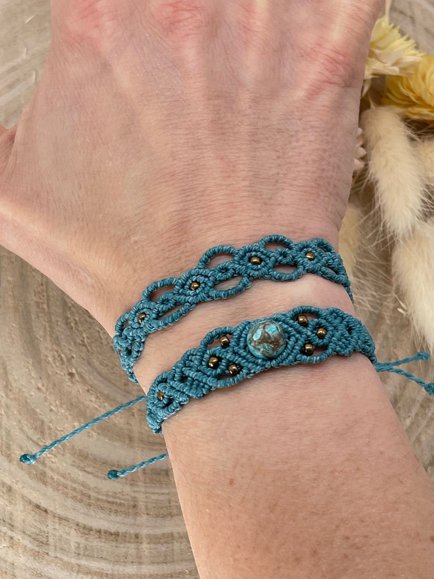 Jaspis-Halbedelstein Armband Freundschaftsarmband Makramee Schmuck