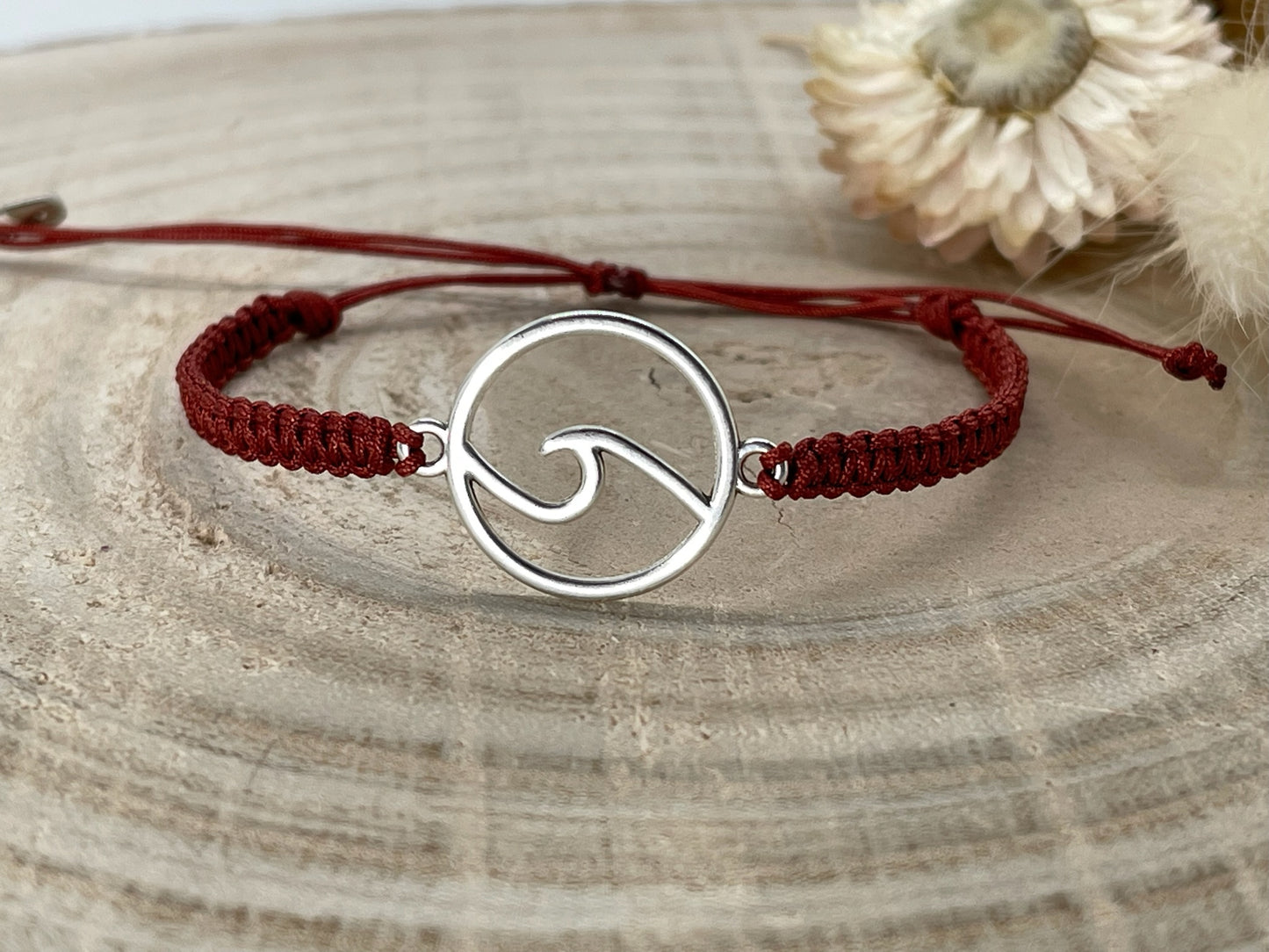 Makrameearmband Freundschaftsarmband Schmuck Armband mit silberfarbenes Edelstahl Welle II