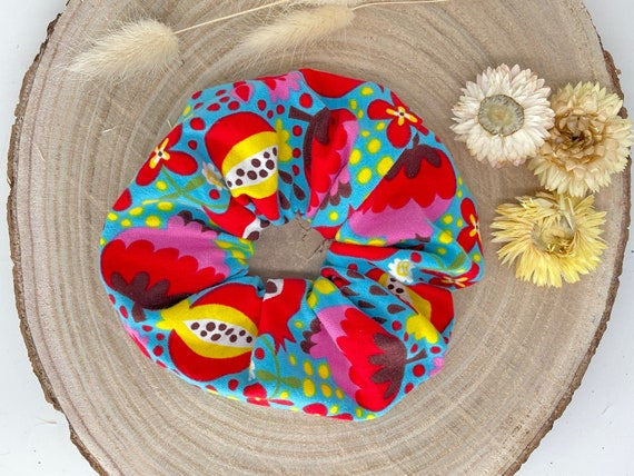 Scrunchie Haargummi Sommer Früchte auf blau