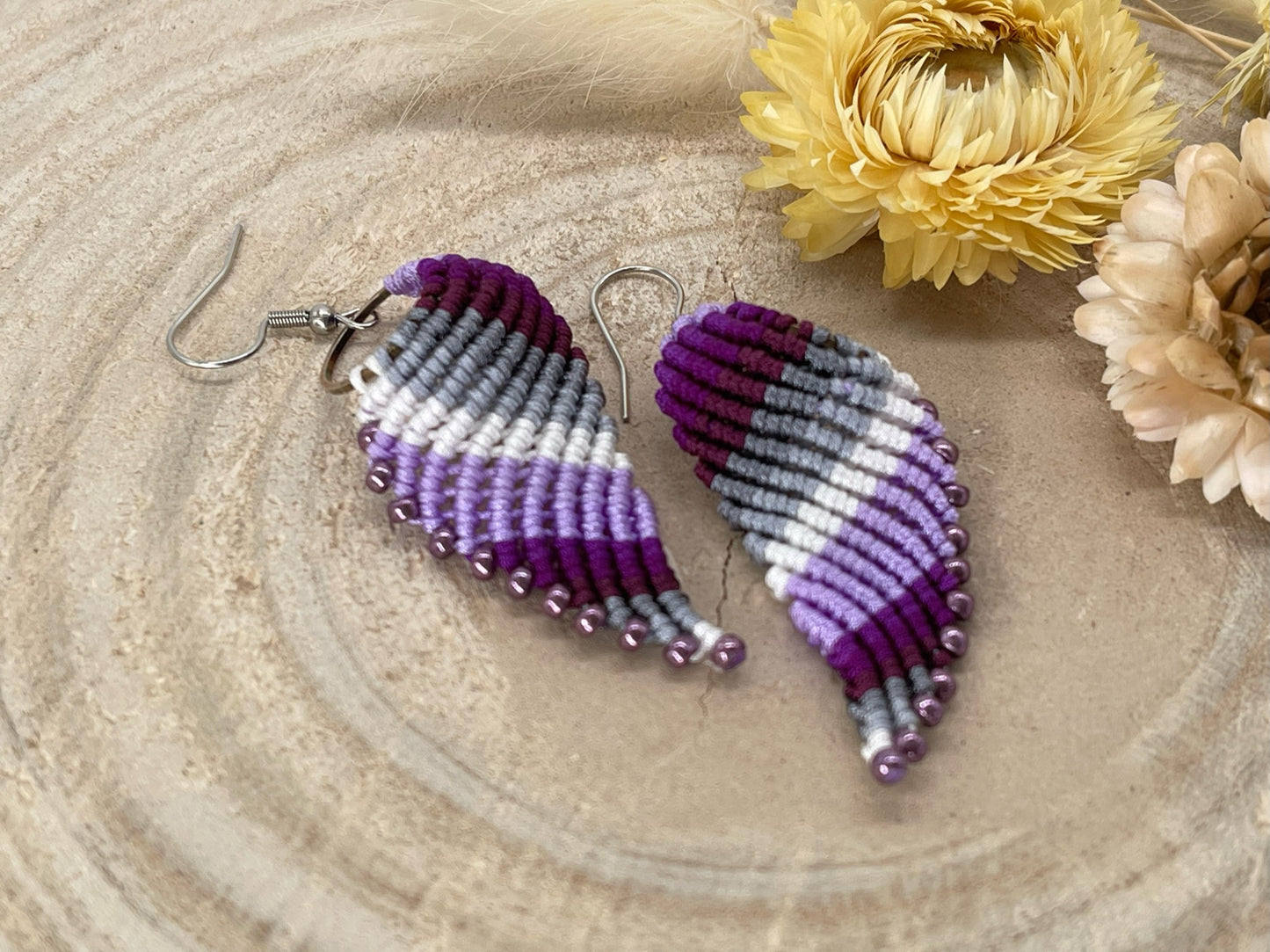 Makramee Ohrring Ohrhänger Wings purple (1 Paar)