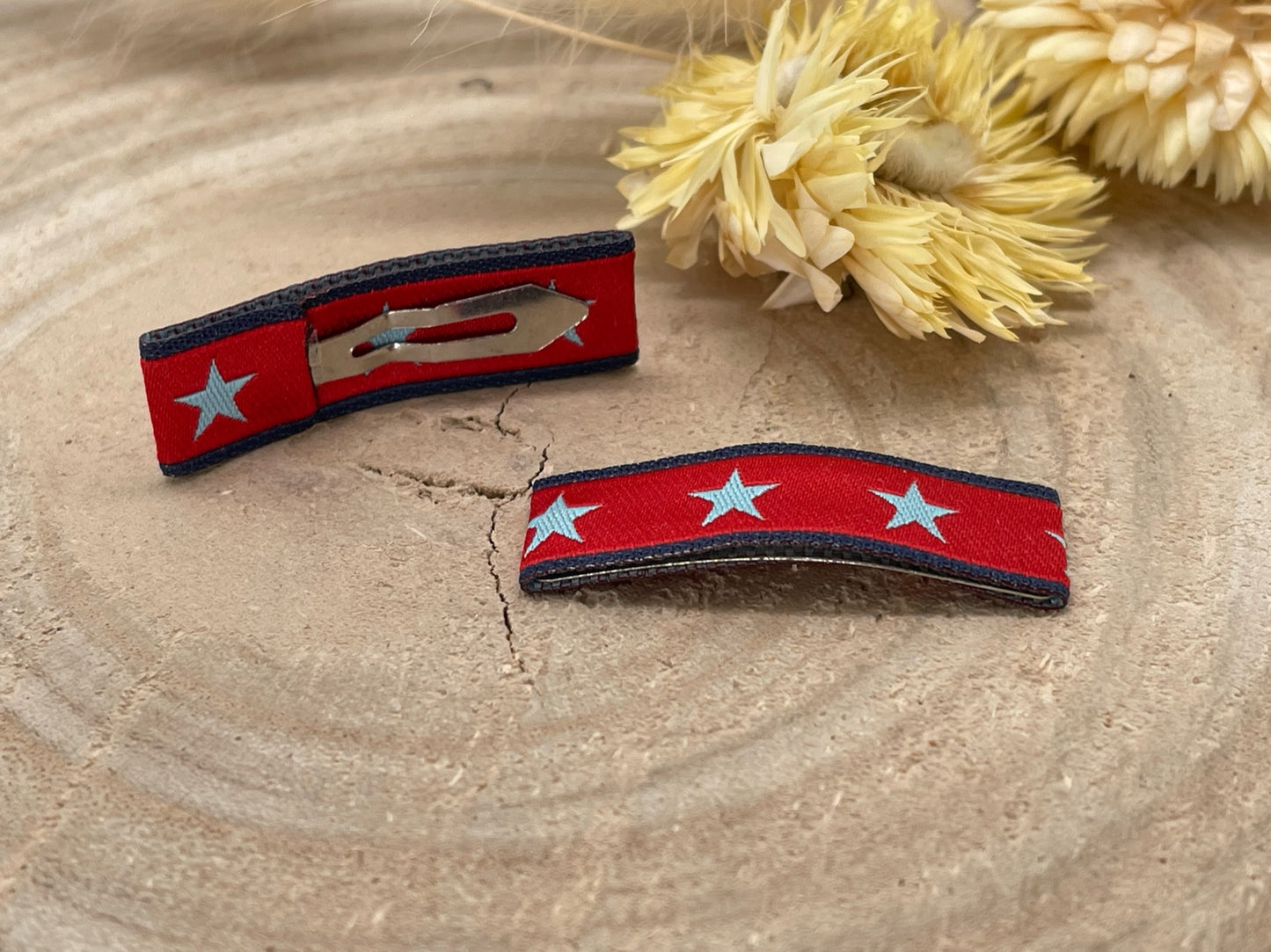 Haarspangen Haarclips Sterne blau rot (1 Paar)