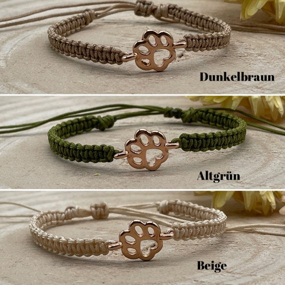 Freundschaftsarmband Makramee Schmuck Armband Tatze Roségoldfarbend