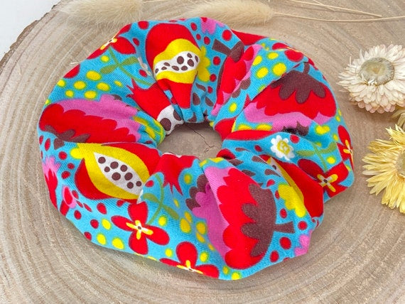 Scrunchie Haargummi Sommer Früchte auf blau