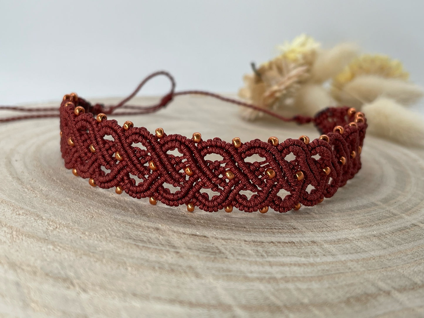 Makramee Schmuck Choker Halskette Orient rotbraun