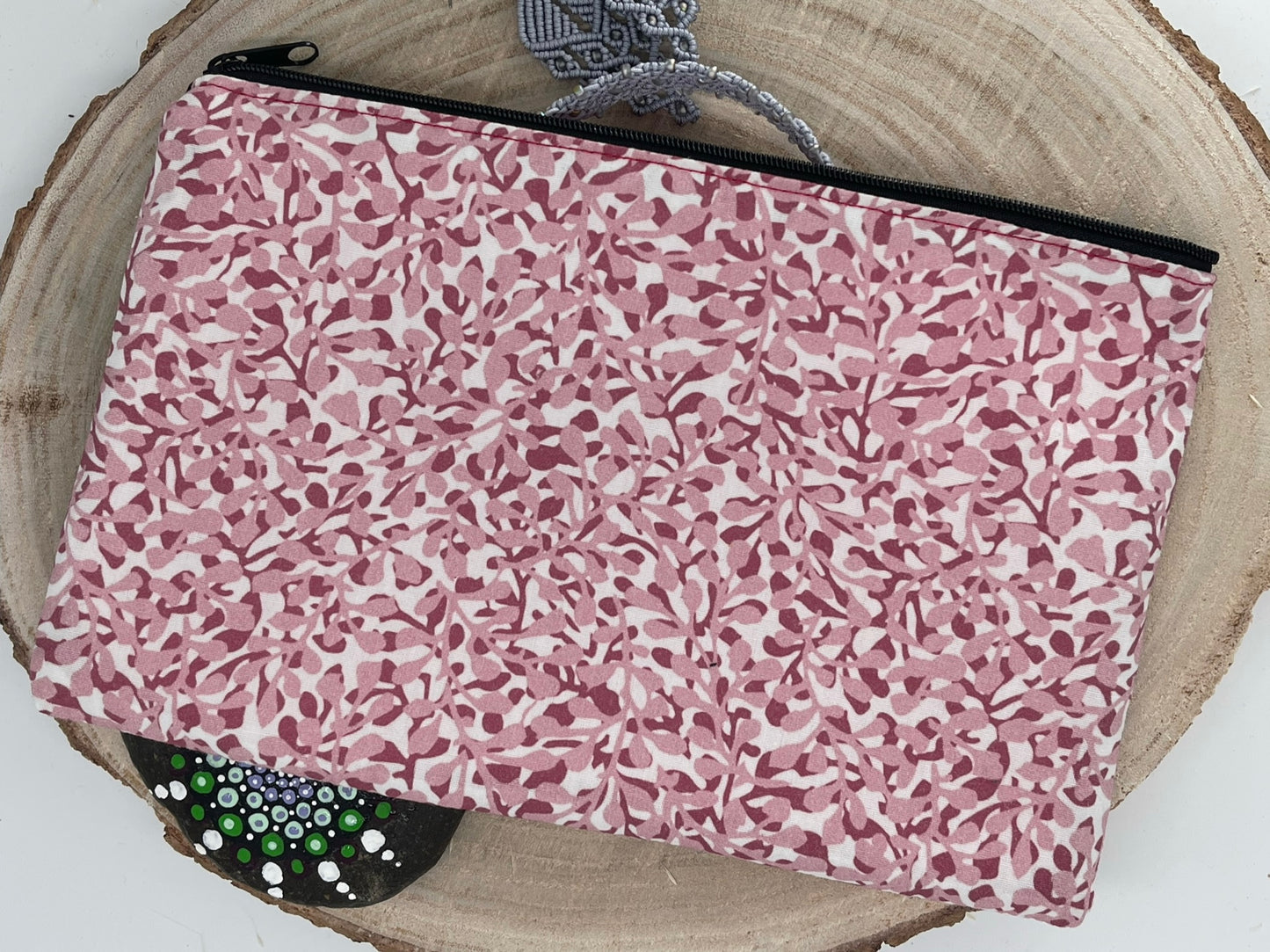 Stylische Federtasche Stifttasche Mäppchen Kosmetik kleine Tasche Rankmeer rosa