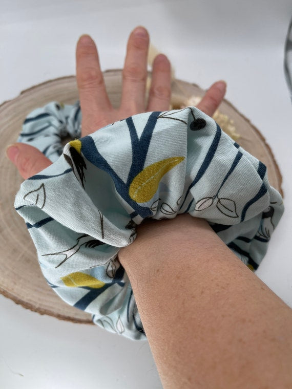 Scrunchie Haargummi Vögel blau