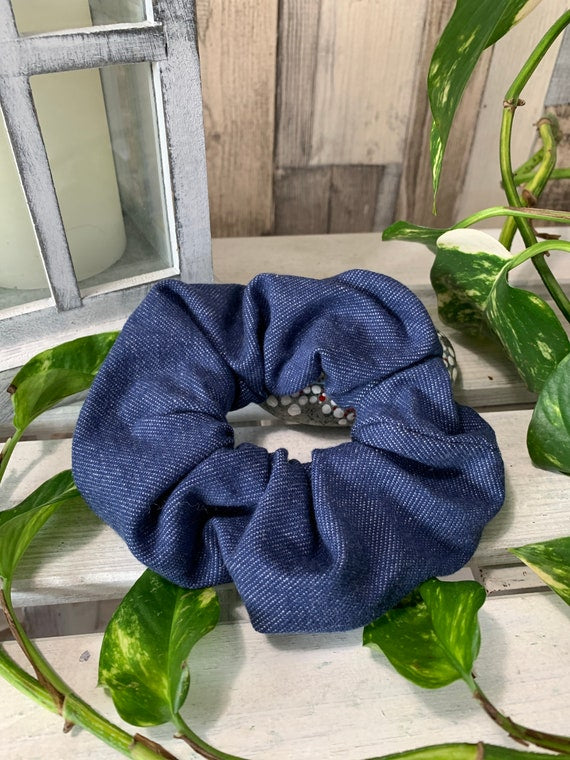 Scrunchie Haargummi Jeans Optik blau Uni