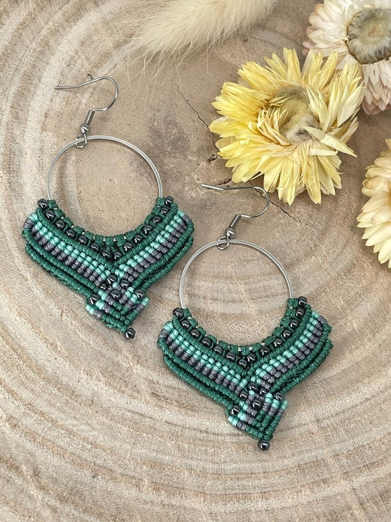 Makramee Ohrring Ohrhänger Orient Green (1 Paar)