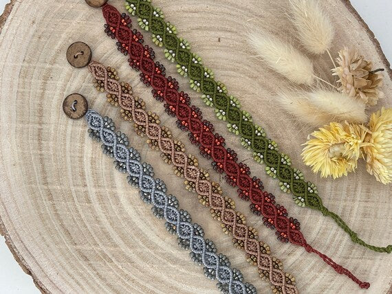 Makramee Fussbändchen Fusskettchen Boho Perlen