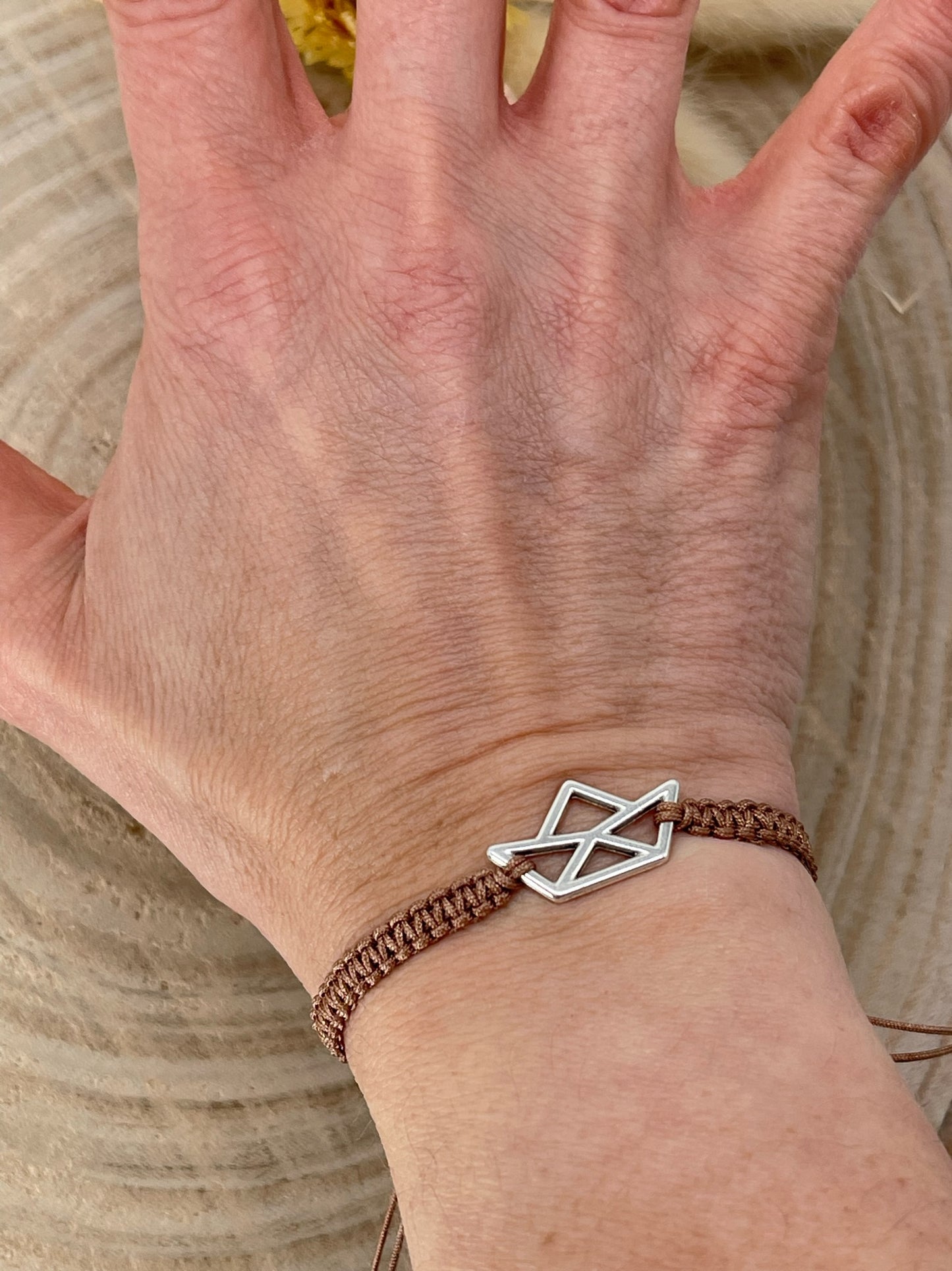 Freundschaftsarmband Makramee Armband Schiff silberfarbenen Edelstahl