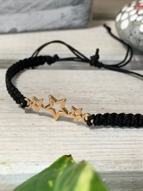 Freundschaftsarmband Makramee Armband Sternchen Edelstahl Rosegold
